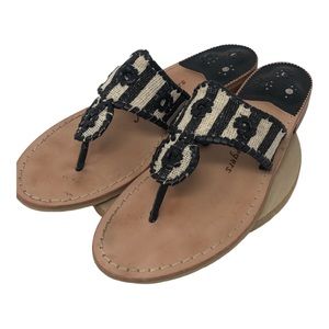 Jack Rogers Black White Leather Sandals Size 9